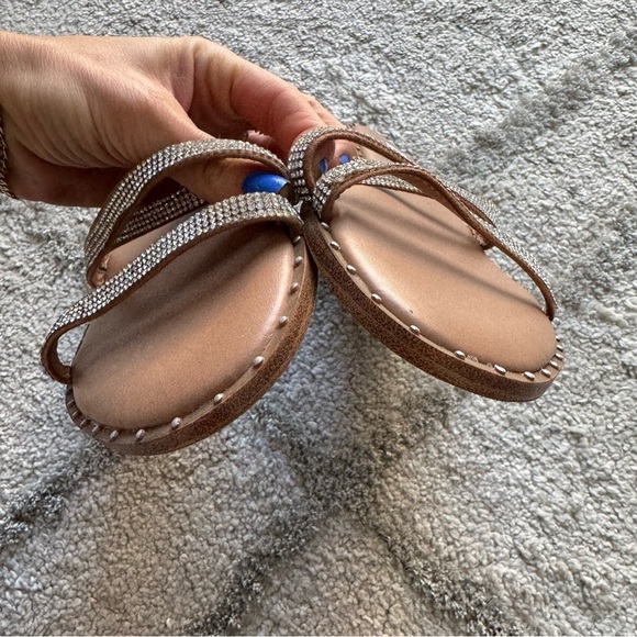 Steve Madden sandals LOOMI embellished Slip On 3 strap Rhinestone Studded 10 - Picture 4 of 15